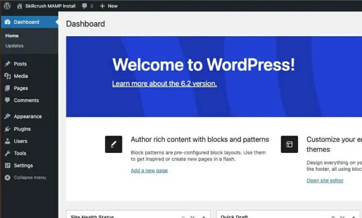 setting up wordpress.